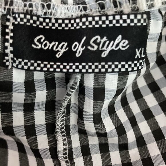 Song Of Style Gingham Top Black White Check Puff Sleeves Boho Cottagecore XL - Picture 6 of 10